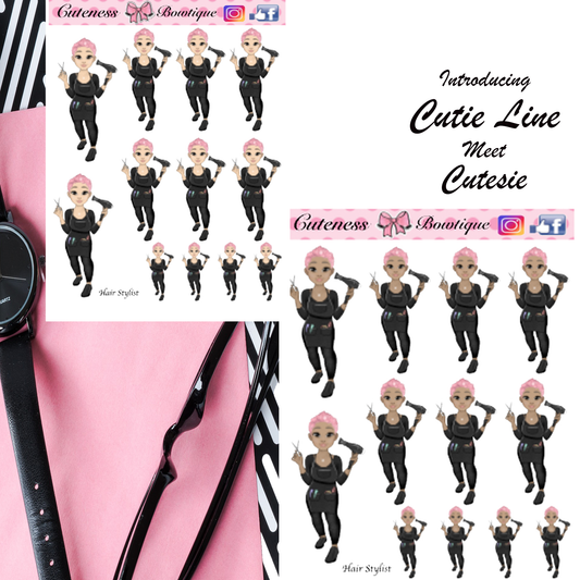 The Cutie Line Icon Sticker Sheet | Cuteness Planner Stickers for Agendas, Planners, Notebooks, Dividers | CUTESIE HAIRSTYLIST