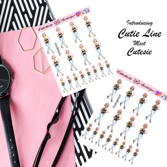 The Cutie Line Icon Sticker Sheet | Cuteness Planner Stickers for Agendas, Planners, Notebooks, Dividers | CUTESIE INSTAGRAM
