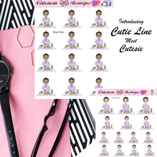 The Cutie Line Icon Sticker Sheet | Cuteness Planner Stickers for Agendas, Planners, Notebooks, Dividers | CUTESIE MEAL PREPS