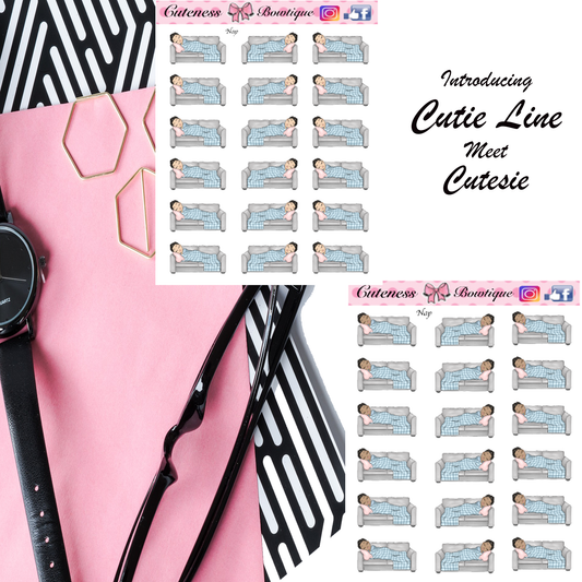 The Cutie Line Icon Sticker Sheet | Cuteness Planner Stickers for Agendas, Planners, Notebooks, Dividers | CUTESIE NAPS