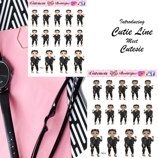The Cutie Line Icon Sticker Sheet | Cuteness Planner Stickers for Agendas, Planners, Notebooks, Dividers | CUTESIE NOIR