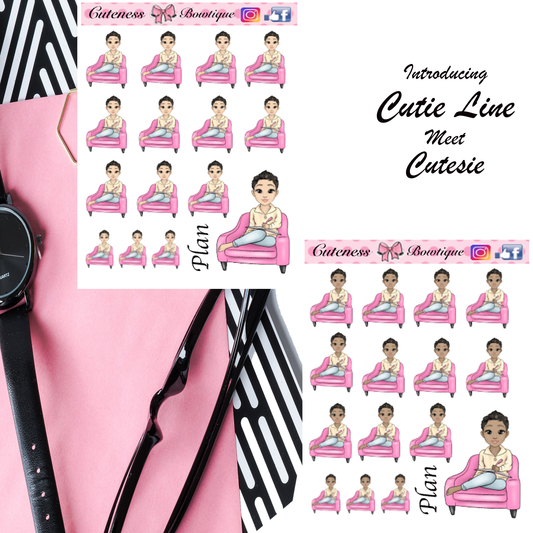 The Cutie Line Icon Sticker Sheet | Cuteness Planner Stickers for Agendas, Planners, Notebooks, Dividers | PLAN