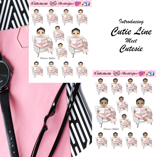 The Cutie Line Icon Sticker Sheet | Cuteness Planner Stickers for Agendas, Planners, Notebooks, Dividers | PLANNER ADDICT