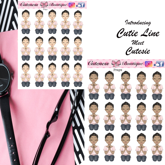 The Cutie Line Icon Sticker Sheet | Cuteness Planner Stickers for Agendas, Planners, Notebooks, Dividers | CUTESIE PRAYS