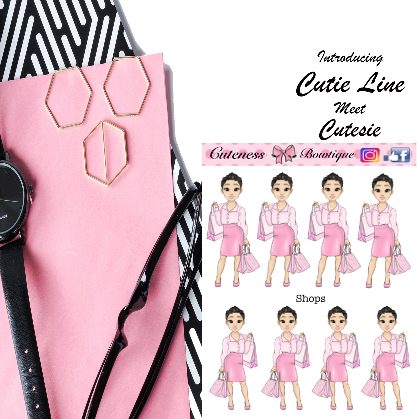 The Cutie Line Icon Sticker Sheet | Cuteness Planner Stickers for Agendas, Planners, Notebooks, Dividers | CUTESIE SHOPPING