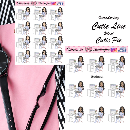 The Cutie Line Icon Sticker Sheet | Cuteness Planner Stickers for Agendas, Planners, Notebooks, Dividers | BUDGETS