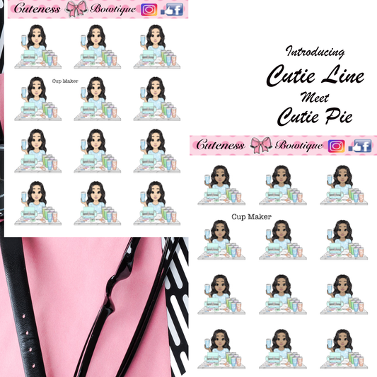 The Cutie Line Icon Sticker Sheet | Cuteness Planner Stickers for Agendas, Planners, Notebooks, Dividers | CUP MAKER