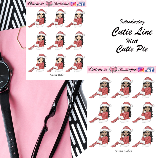 The Cutie Line Icon Sticker Sheet | Cuteness Planner Stickers for Agendas, Planners, Notebooks, Dividers | SANTA BABES
