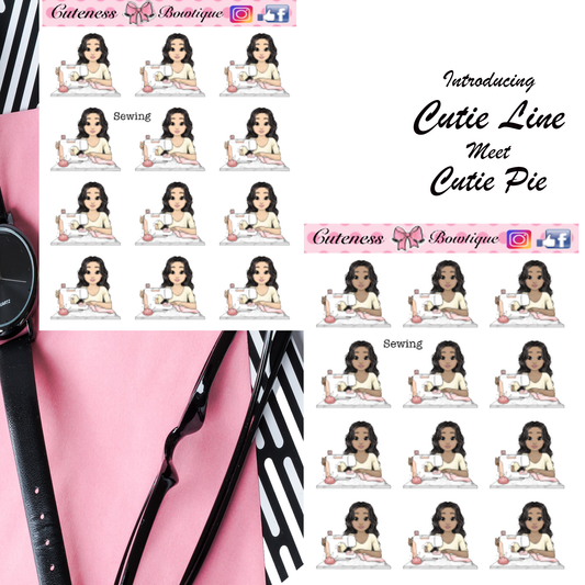 The Cutie Line Icon Sticker Sheet | Cuteness Planner Stickers for Agendas, Planners, Notebooks, Dividers | SEWING