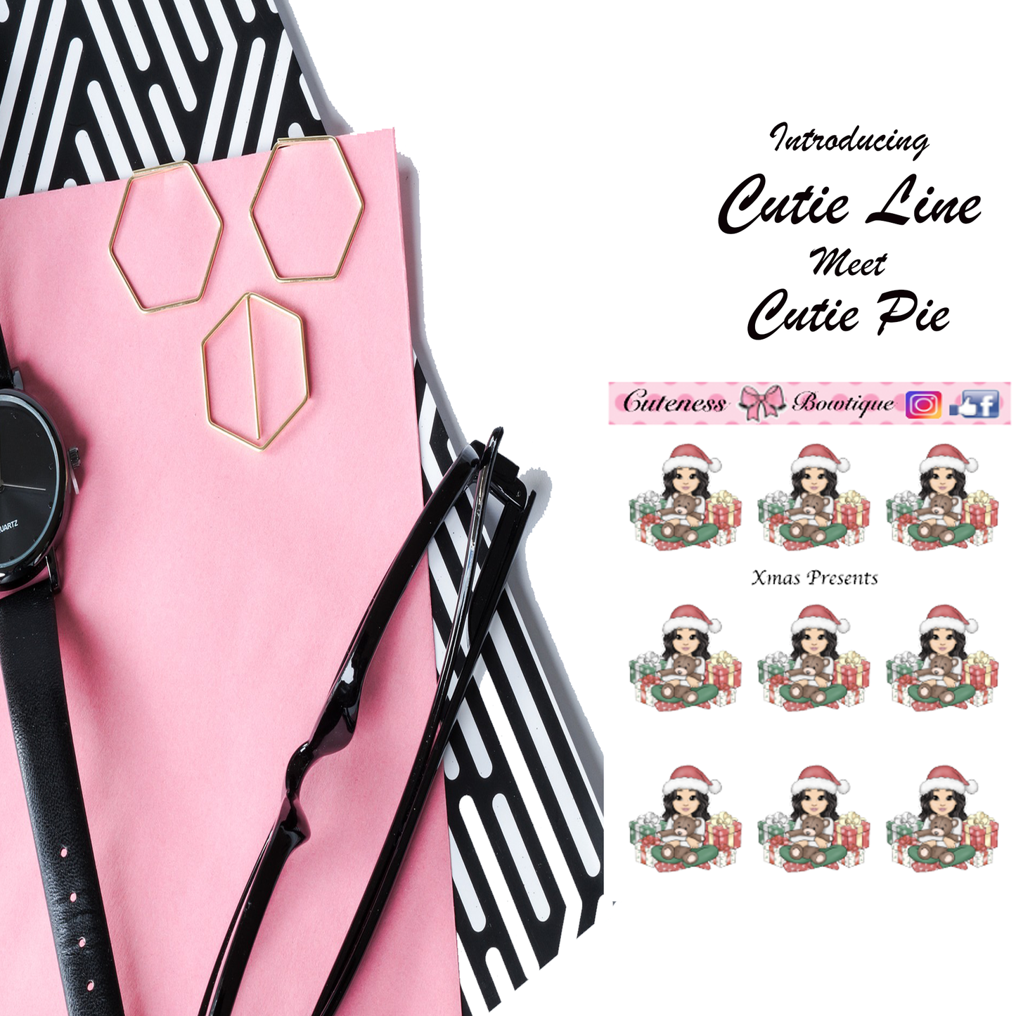 The Cutie Line Icon Sticker Sheet | Cuteness Planner Stickers for Agendas, Planners, Notebooks, Dividers | XMAS PRESENTS