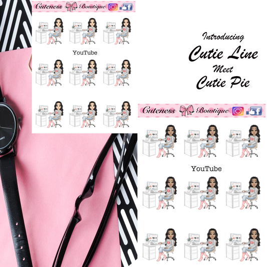 The Cutie Line Icon Sticker Sheet | Cuteness Planner Stickers for Agendas, Planners, Notebooks, Dividers | YOUTUBE