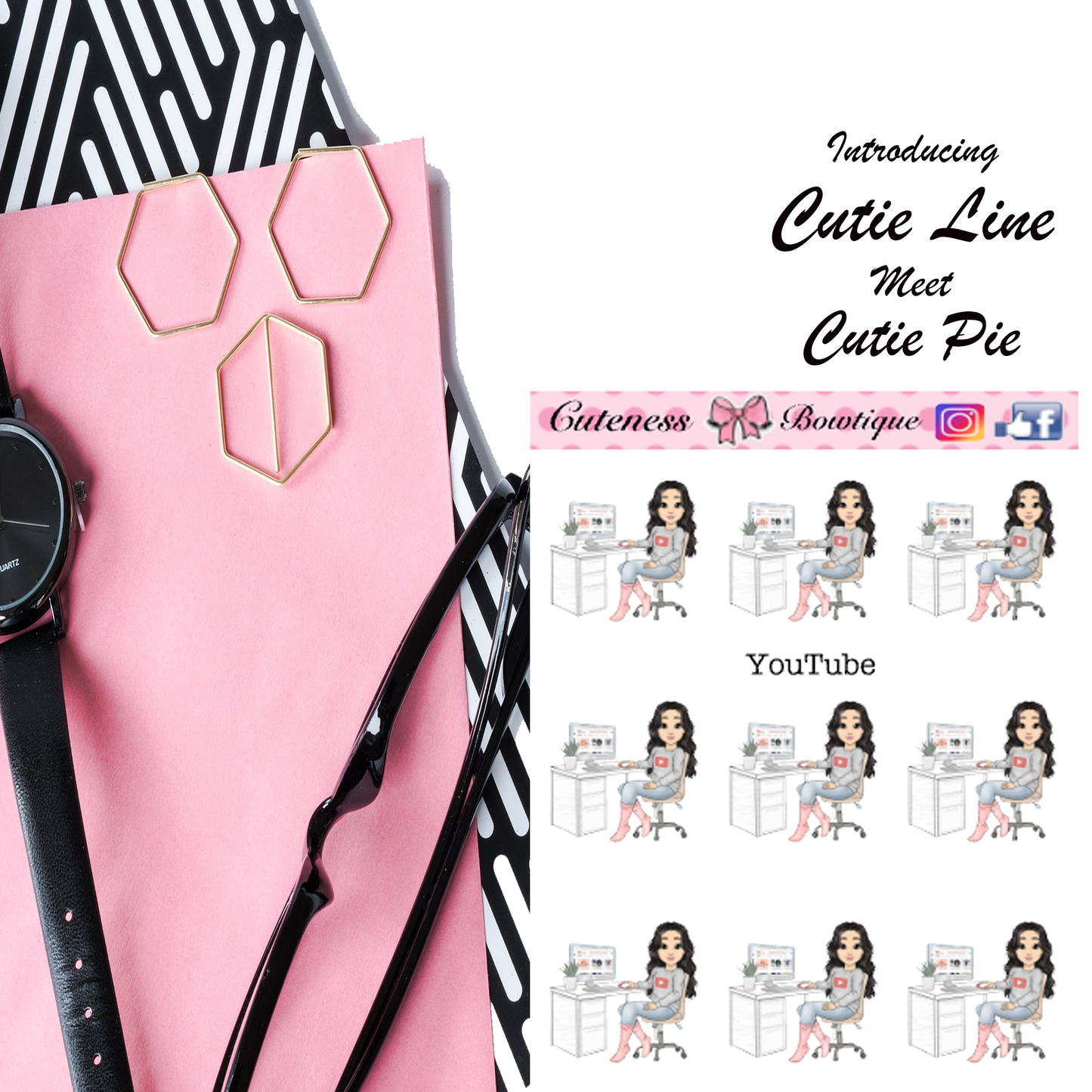 The Cutie Line Icon Sticker Sheet | Cuteness Planner Stickers for Agendas, Planners, Notebooks, Dividers | YOUTUBE