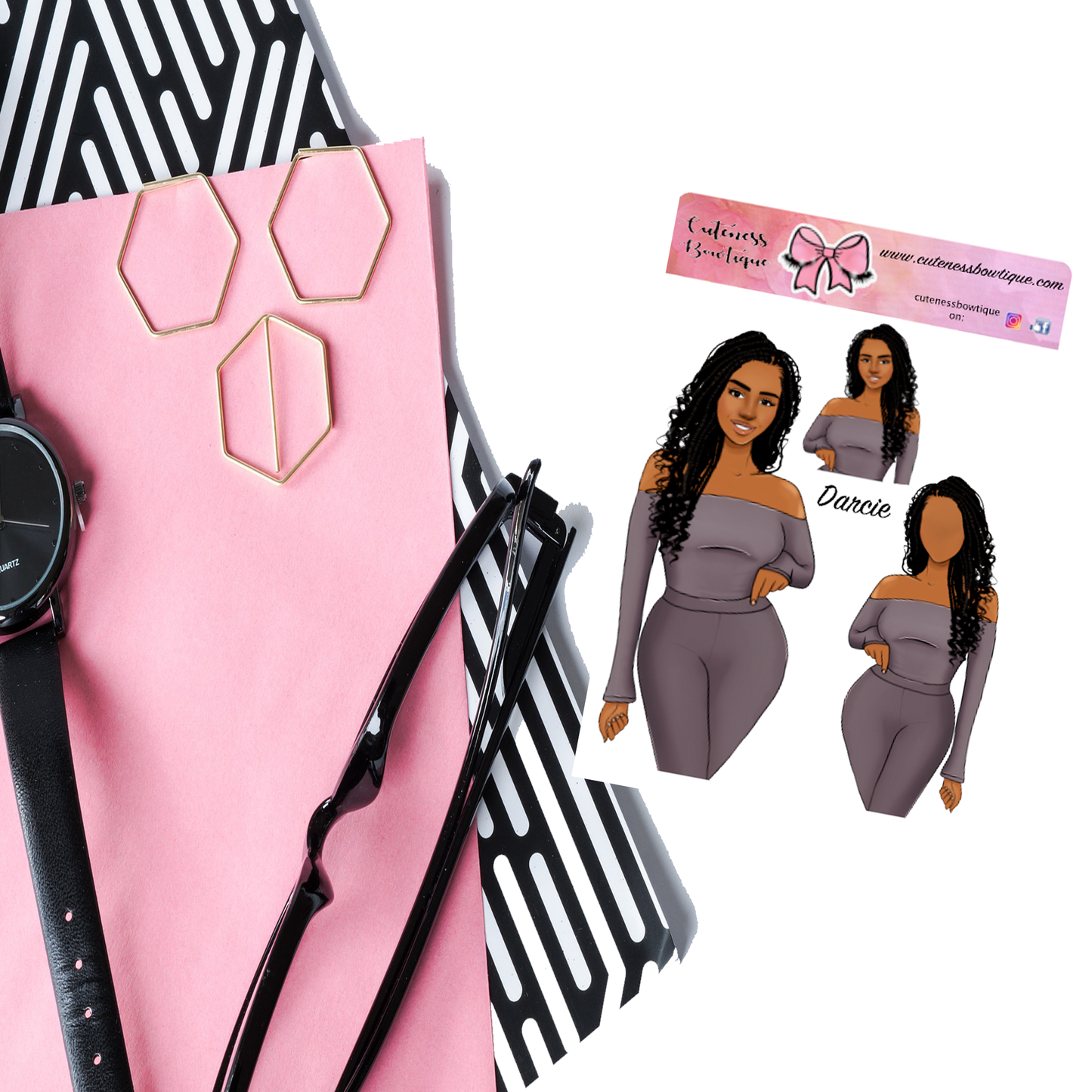 The Cuteness Doll Collection Sticker Sheet | Cuteness Planner Stickers for Agendas, Planners, Notebooks, Dividers | DARCIE