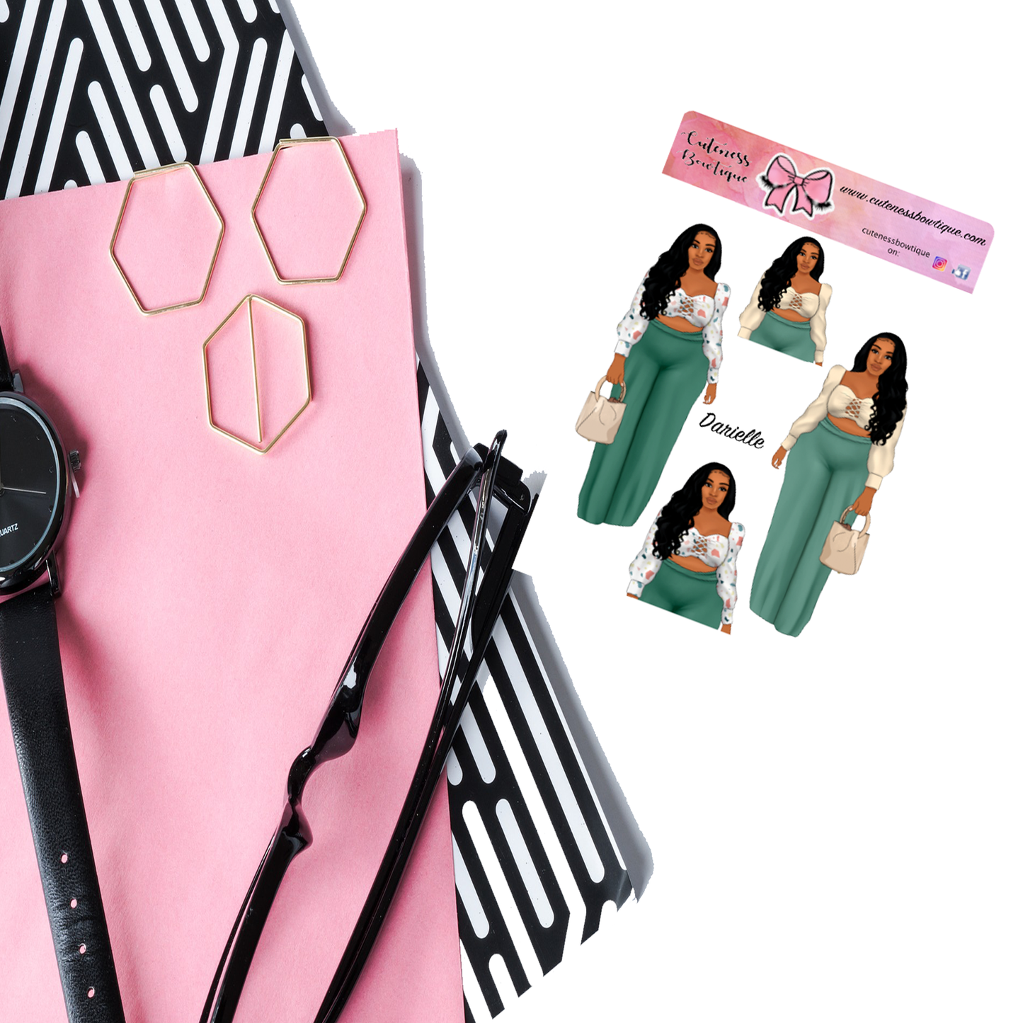 The Cuteness Doll Collection Sticker Sheet | Cuteness Planner Stickers for Agendas, Planners, Notebooks, Dividers | DARIELLE