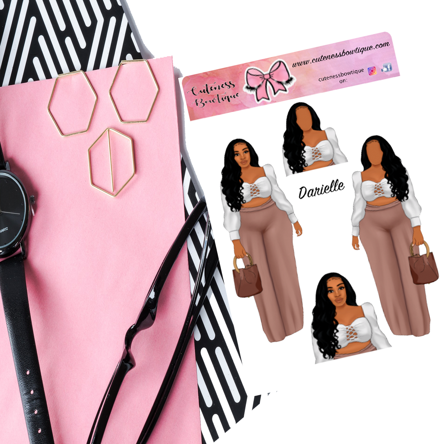 The Cuteness Doll Collection Sticker Sheet | Cuteness Planner Stickers for Agendas, Planners, Notebooks, Dividers | DARIELLE NEUTRAL