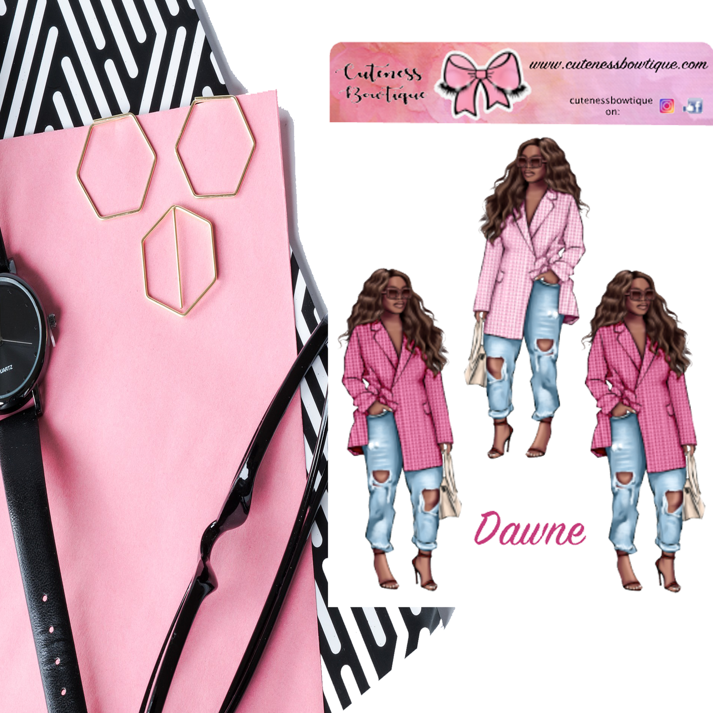 The Cuteness Doll Collection Sticker Sheet | Cuteness Planner Stickers for Agendas, Planners, Notebooks, Dividers | DAWNE