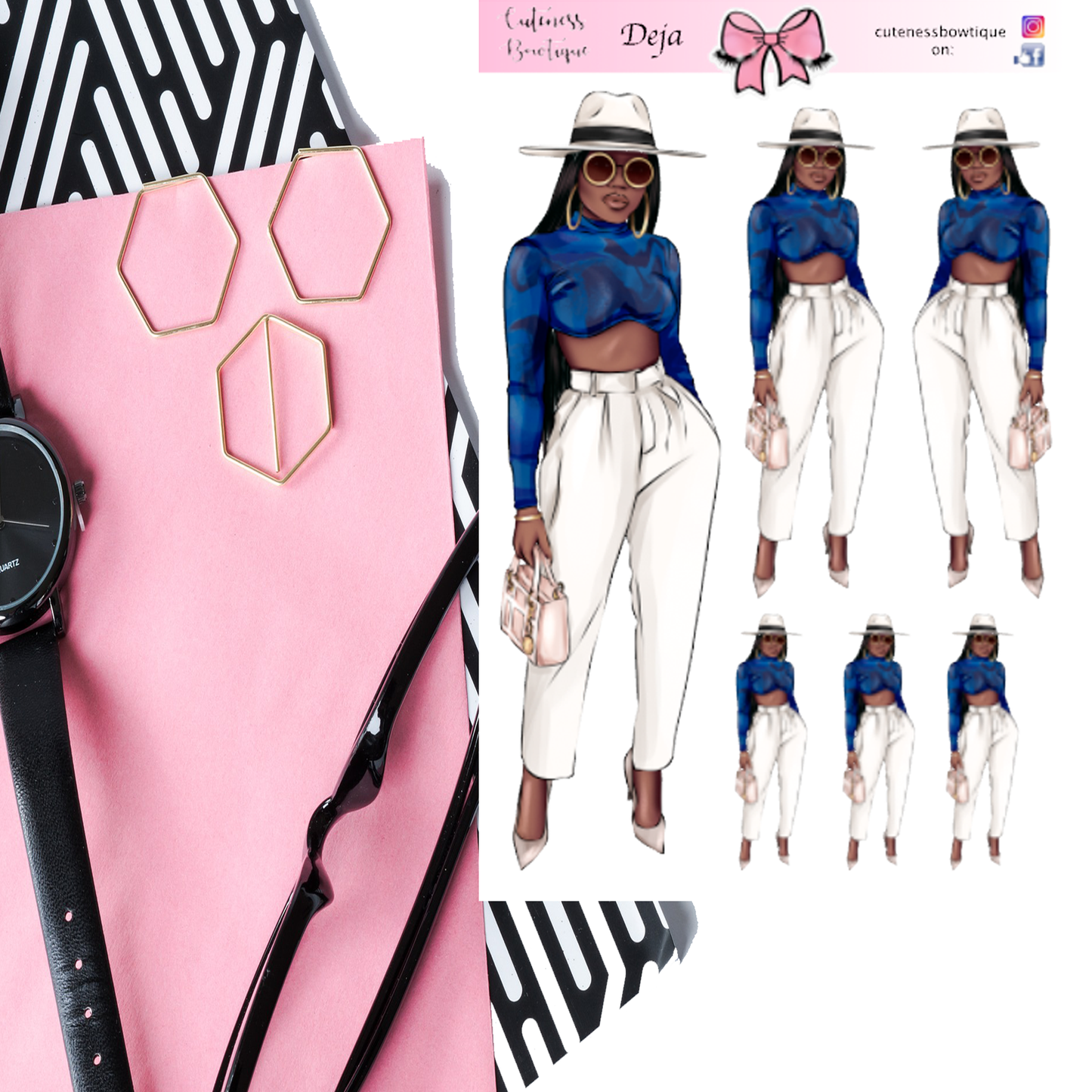 The Cuteness Doll Collection Sticker Sheet | Cuteness Planner Stickers for Agendas, Planners, Notebooks, Dividers | DEJA