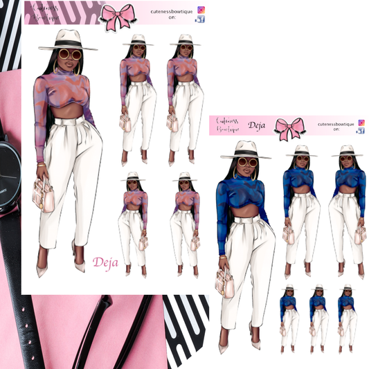 The Cuteness Doll Collection Sticker Sheet | Cuteness Planner Stickers for Agendas, Planners, Notebooks, Dividers | DEJA