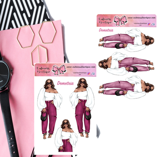 The Cuteness Doll Collection Sticker Sheet | Cuteness Planner Stickers for Agendas, Planners, Notebooks, Dividers | DEMETRIA