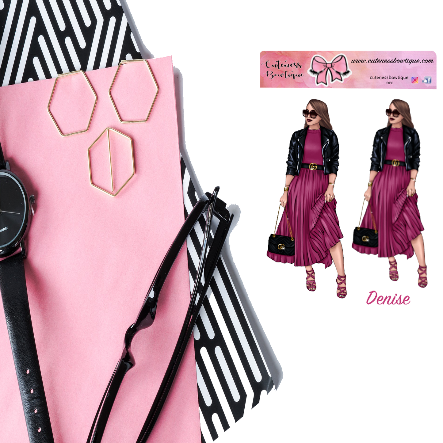 The Cuteness Doll Collection Sticker Sheet | Cuteness Planner Stickers for Agendas, Planners, Notebooks, Dividers | DENISE