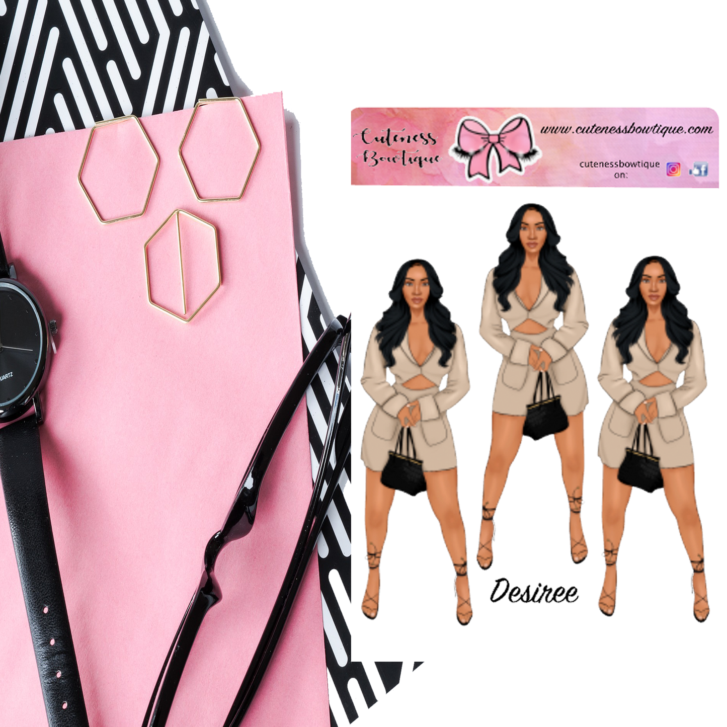 The Cuteness Doll Collection Sticker Sheet | Cuteness Planner Stickers for Agendas, Planners, Notebooks, Dividers | DESIREE