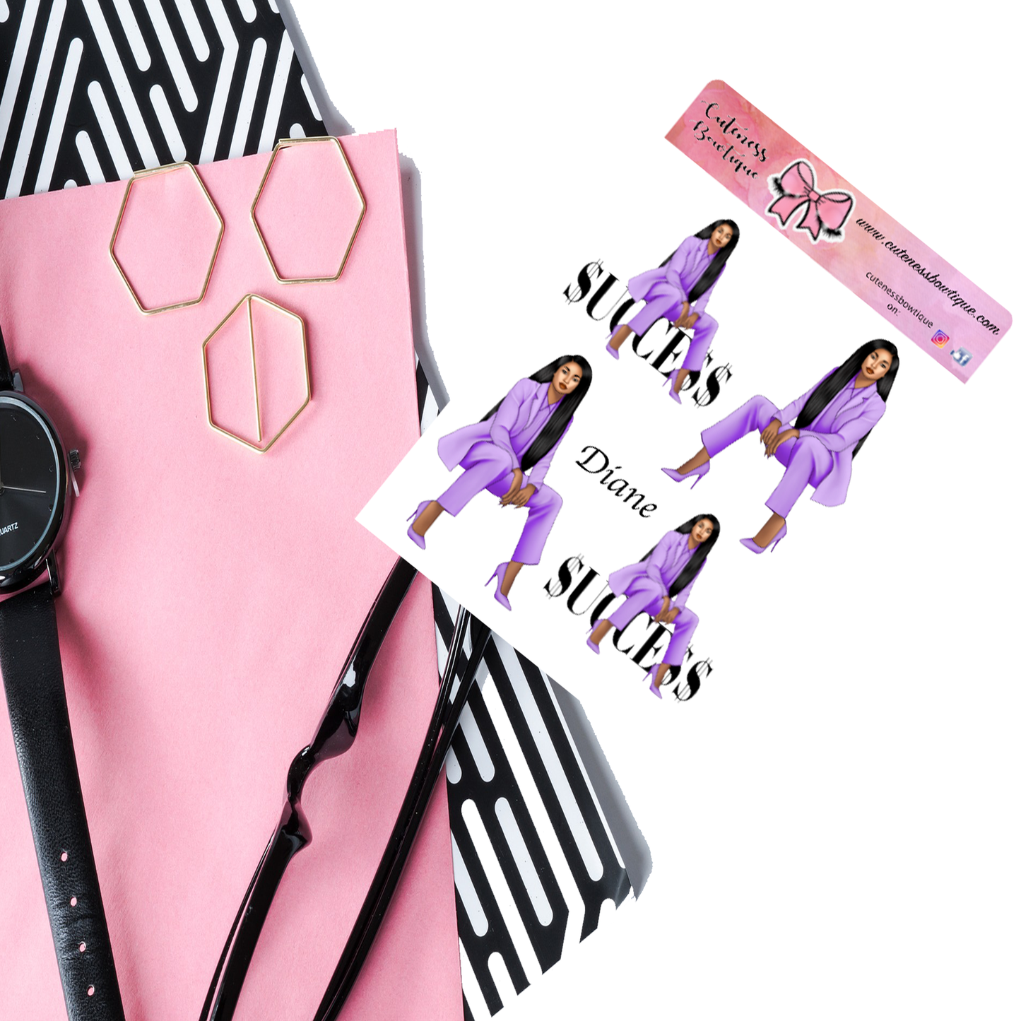 The Cuteness Doll Collection Sticker Sheet | Cuteness Planner Stickers for Agendas, Planners, Notebooks, Dividers | DIANE PURPLE