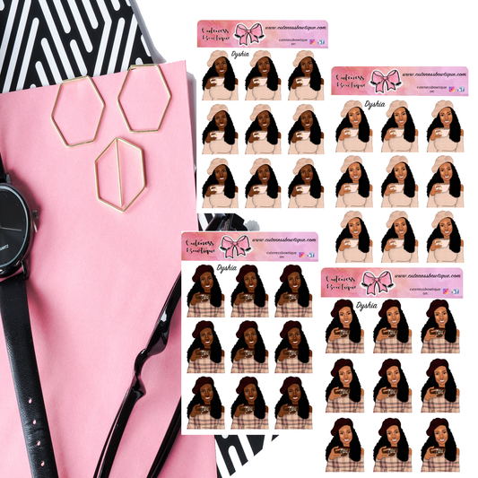 The Cuteness Doll Collection Sticker Sheet | Cuteness Planner Stickers for Agendas, Planners, Notebooks, Dividers | DYSHIA