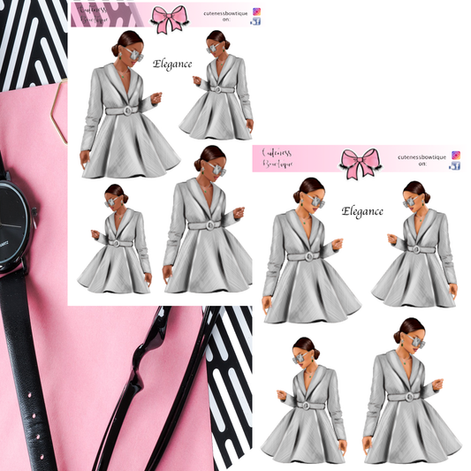 The Cuteness Doll Collection Sticker Sheet | Cuteness Planner Stickers for Agendas, Planners, Notebooks, Dividers | ELEGANCE