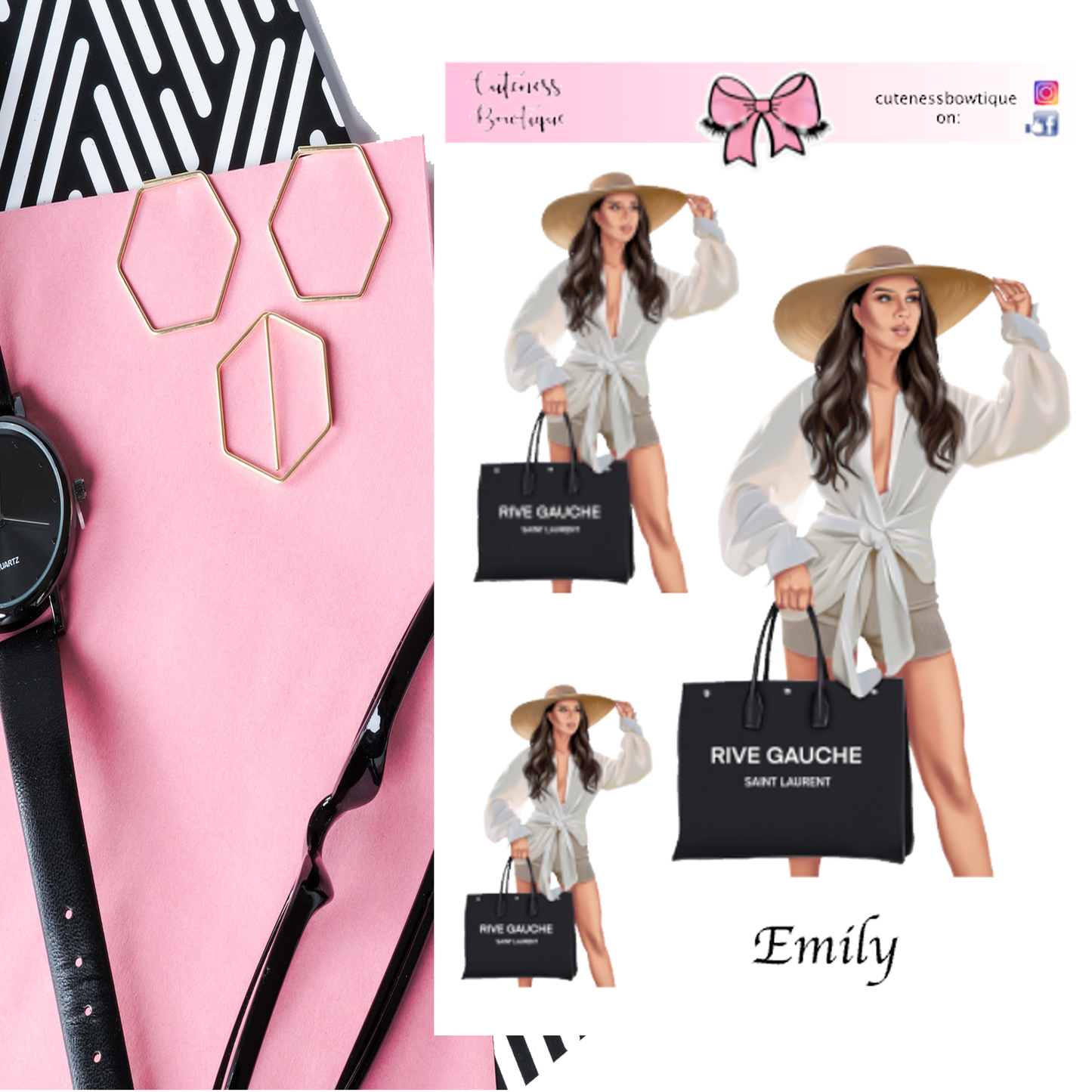 The Cuteness Doll Collection Sticker Sheet | Cuteness Planner Stickers for Agendas, Planners, Notebooks, Dividers | EMILY