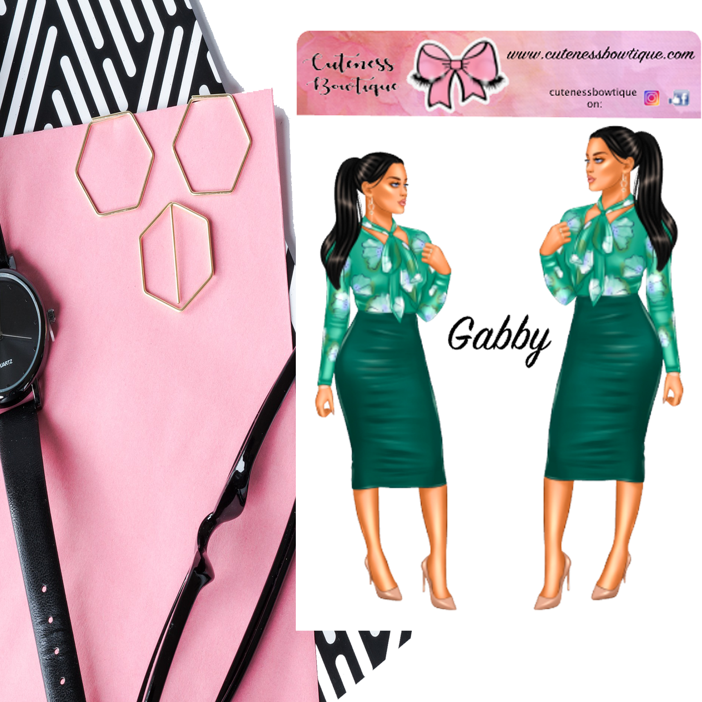 The Cuteness Doll Collection Sticker Sheet | Cuteness Planner Stickers for Agendas, Planners, Notebooks, Dividers | GABBY GREEN