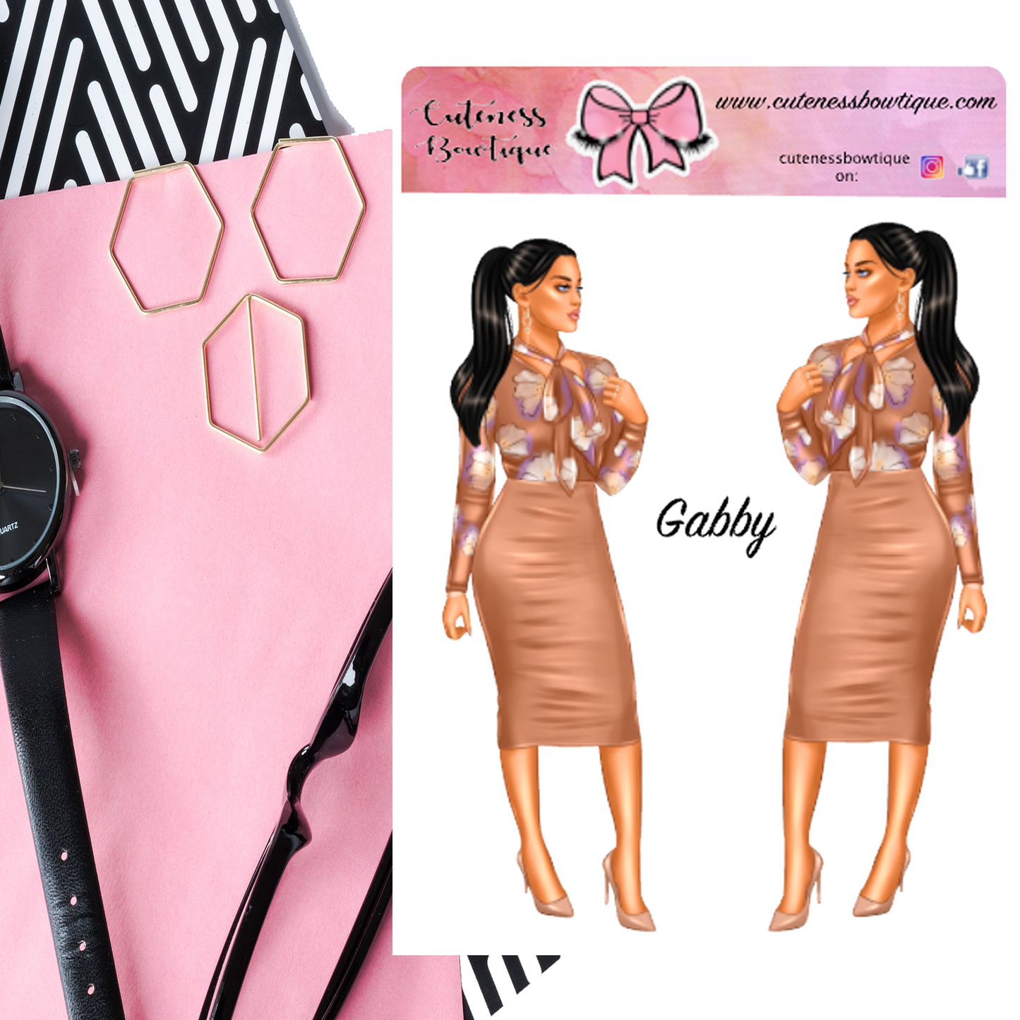 The Cuteness Doll Collection Sticker Sheet | Cuteness Planner Stickers for Agendas, Planners, Notebooks, Dividers | GABBY TAN