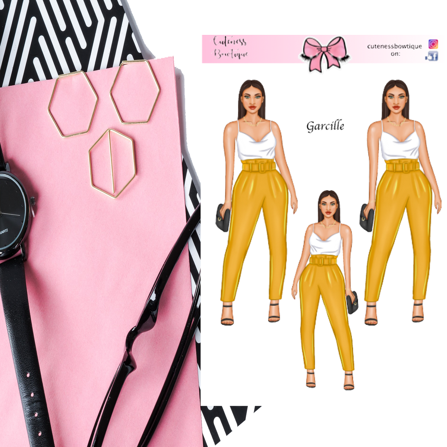 The Cuteness Doll Collection Sticker Sheet | Cuteness Planner Stickers for Agendas, Planners, Notebooks, Dividers | GARCILLE MUSTARD