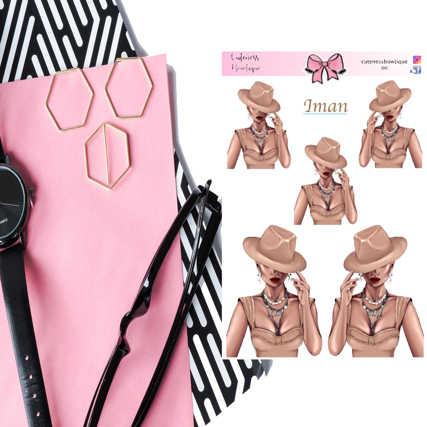 The Cuteness Doll Collection Sticker Sheet | Cuteness Planner Stickers for Agendas, Planners, Notebooks, Dividers | IMAN