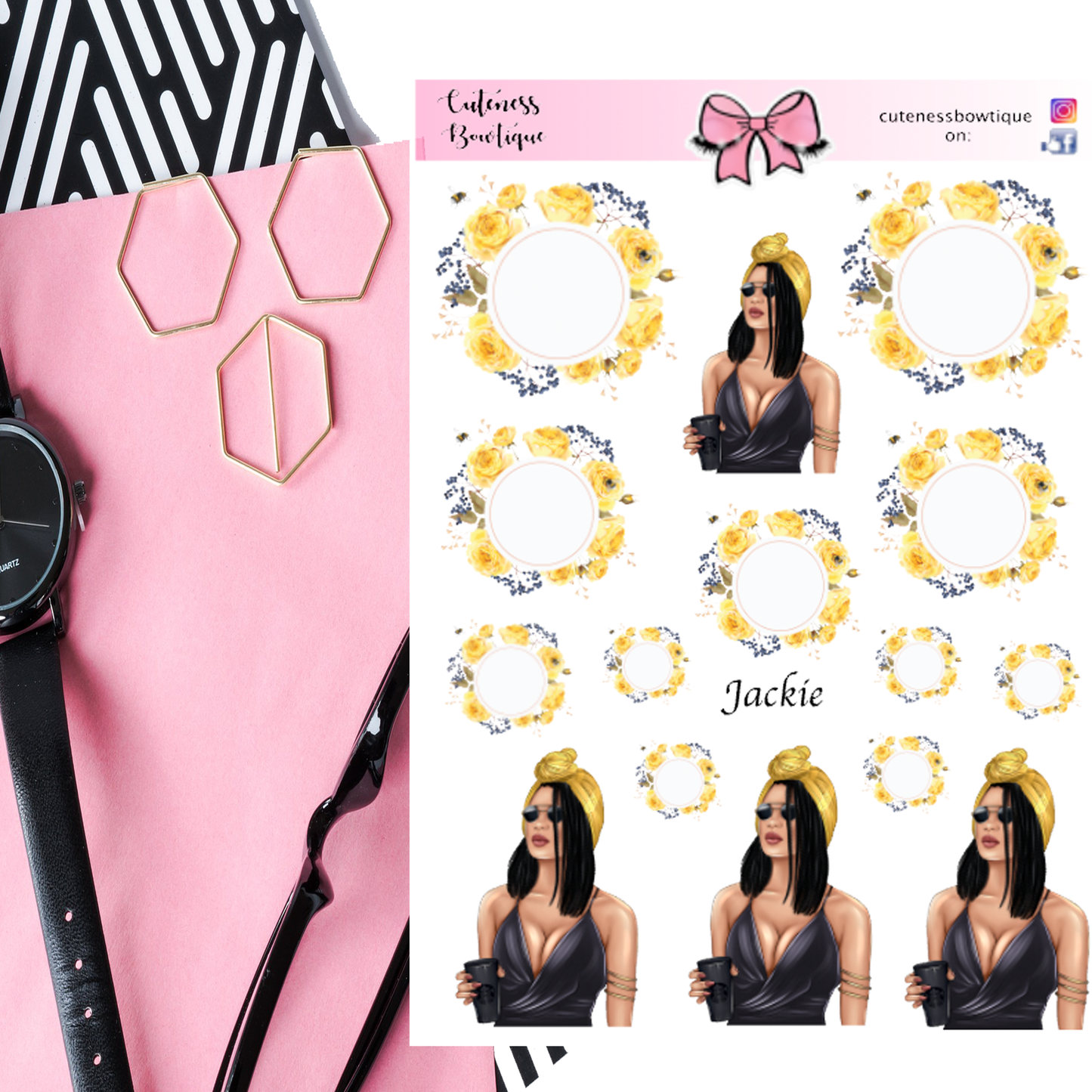 The Cuteness Doll Collection Sticker Sheet | Cuteness Planner Stickers for Agendas, Planners, Notebooks, Dividers | JACKIE FLORA SAMPLER