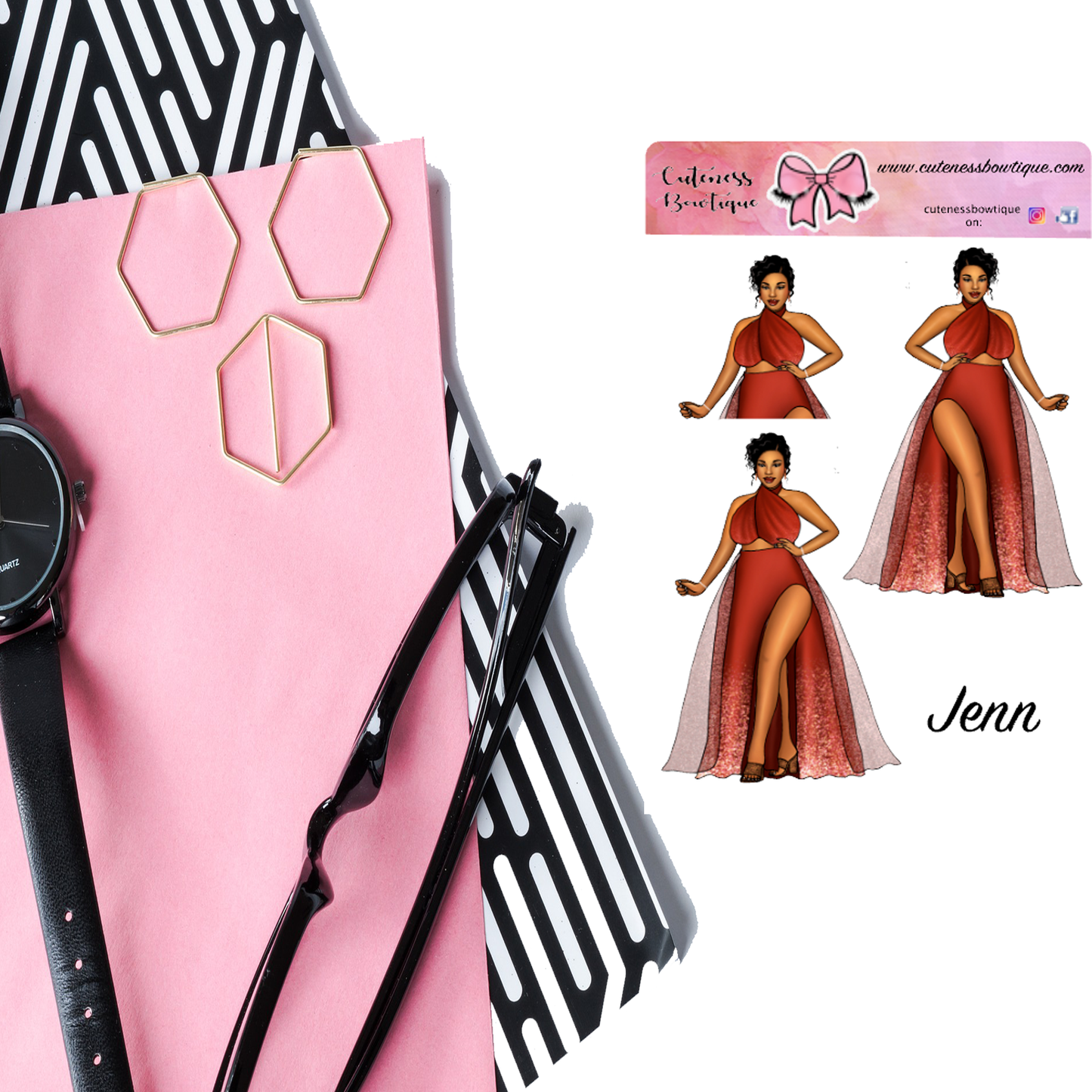 The Cuteness Doll Collection Sticker Sheet | Cuteness Planner Stickers for Agendas, Planners, Notebooks, Dividers | JENN