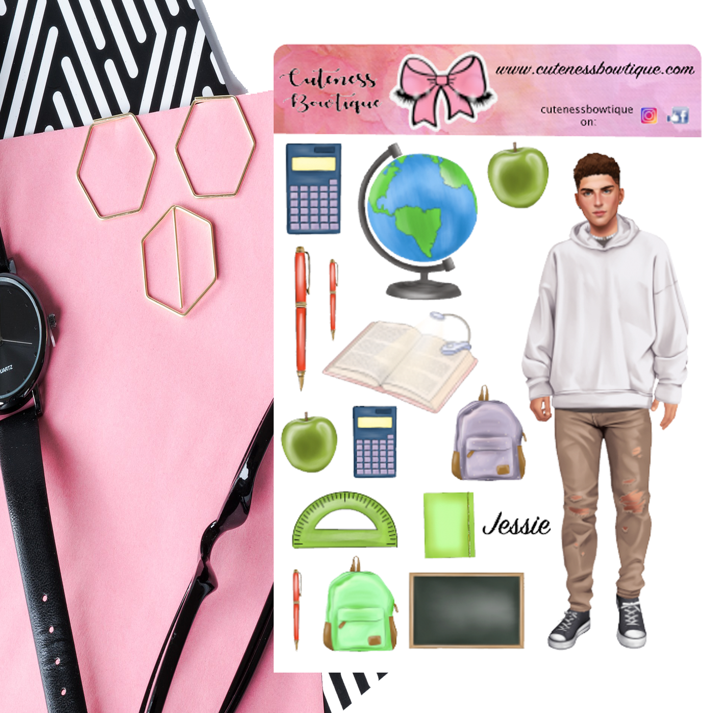 The Cuteness Doll Collection Sticker Sheet | Cuteness Planner Stickers for Agendas, Planners, Notebooks, Dividers | JESSIE