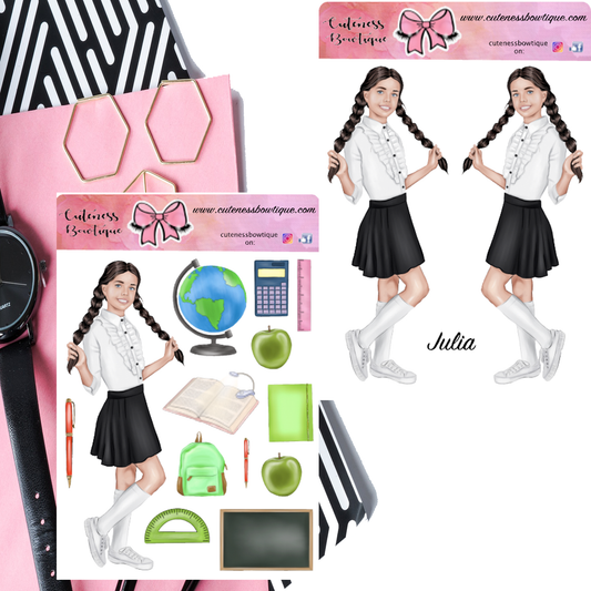 The Cuteness Doll Collection Sticker Sheet | Cuteness Planner Stickers for Agendas, Planners, Notebooks, Dividers | JULIA FAIR