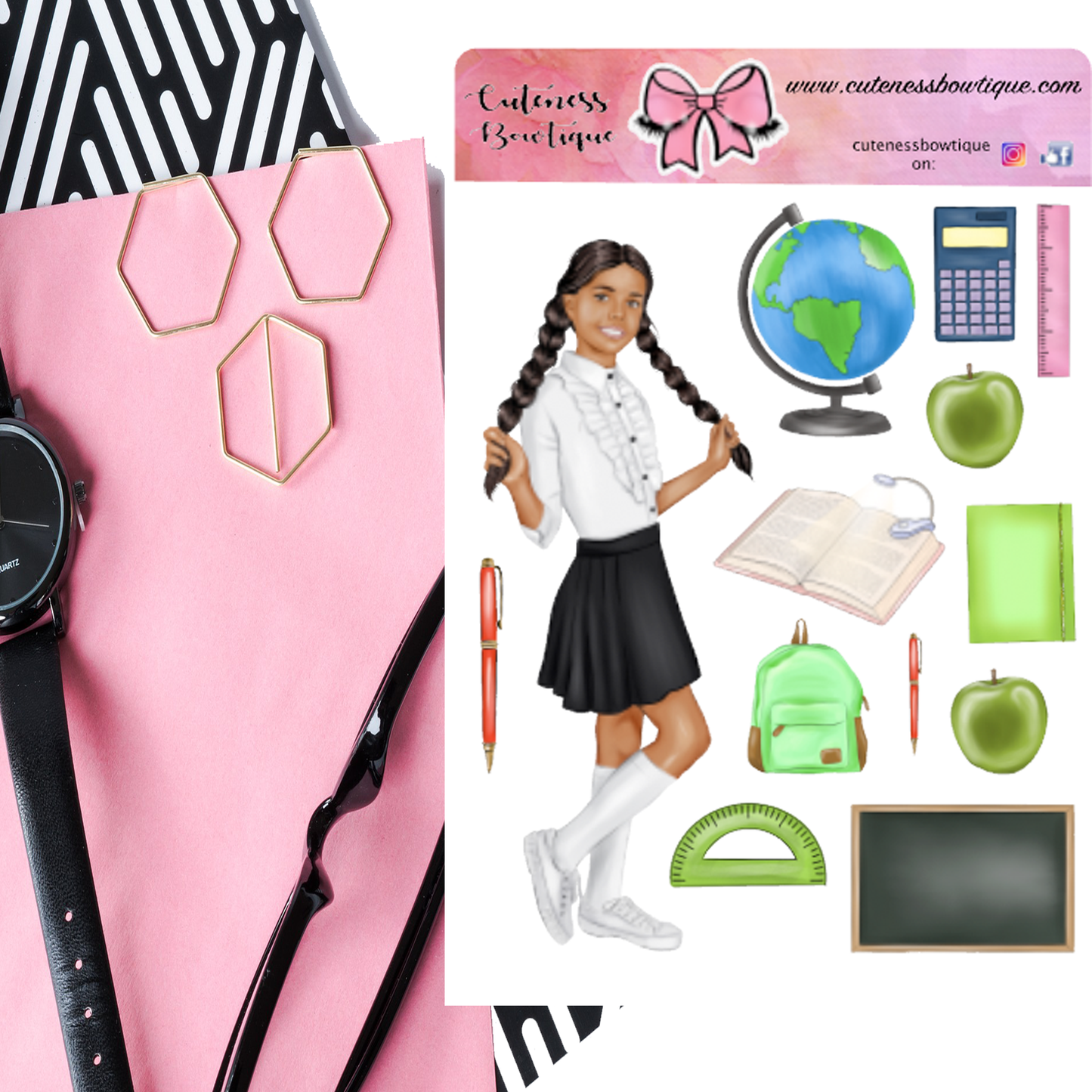 The Cuteness Doll Collection Sticker Sheet | Cuteness Planner Stickers for Agendas, Planners, Notebooks, Dividers | JULIA DARK