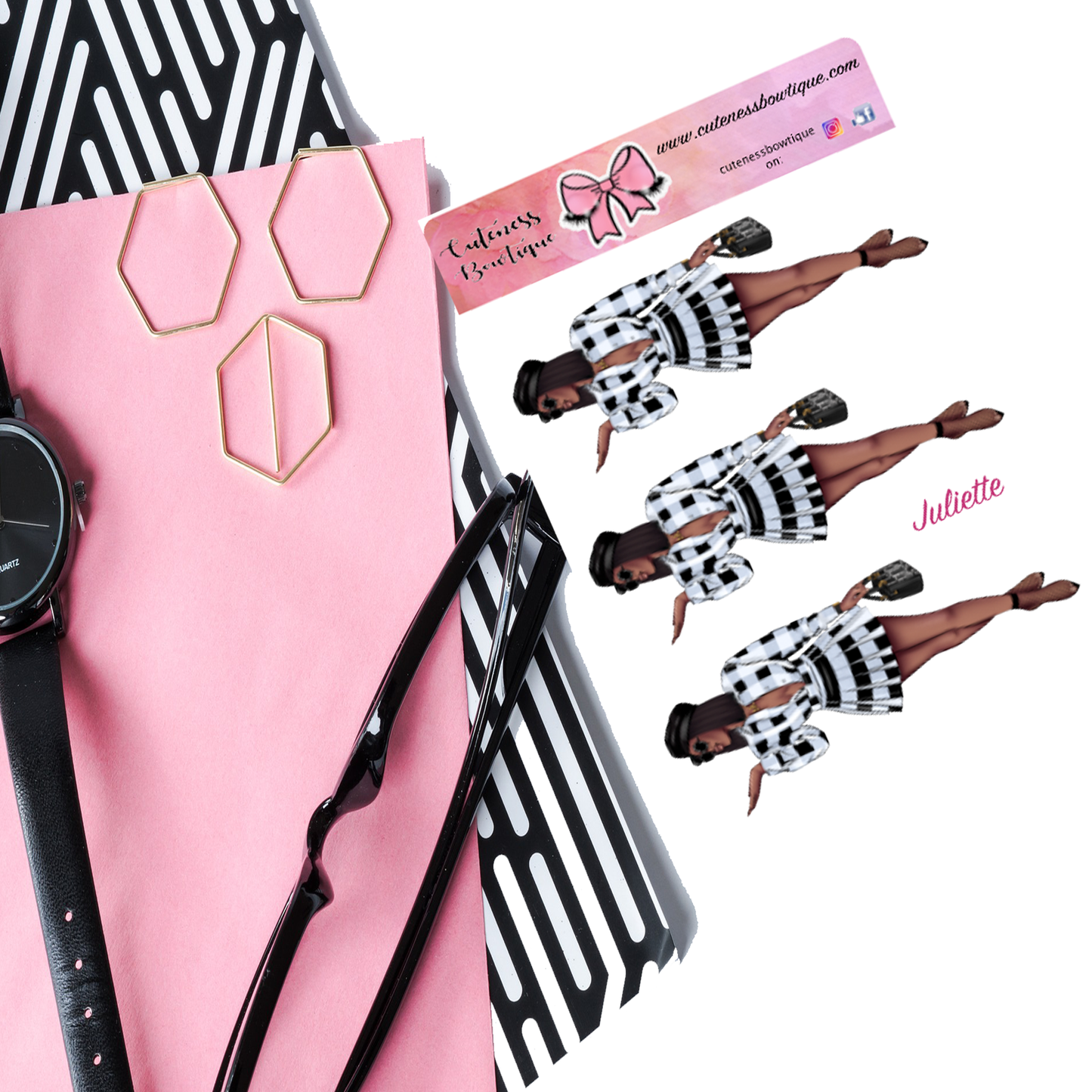 The Cuteness Doll Collection Sticker Sheet | Cuteness Planner Stickers for Agendas, Planners, Notebooks, Dividers | JULIETTE