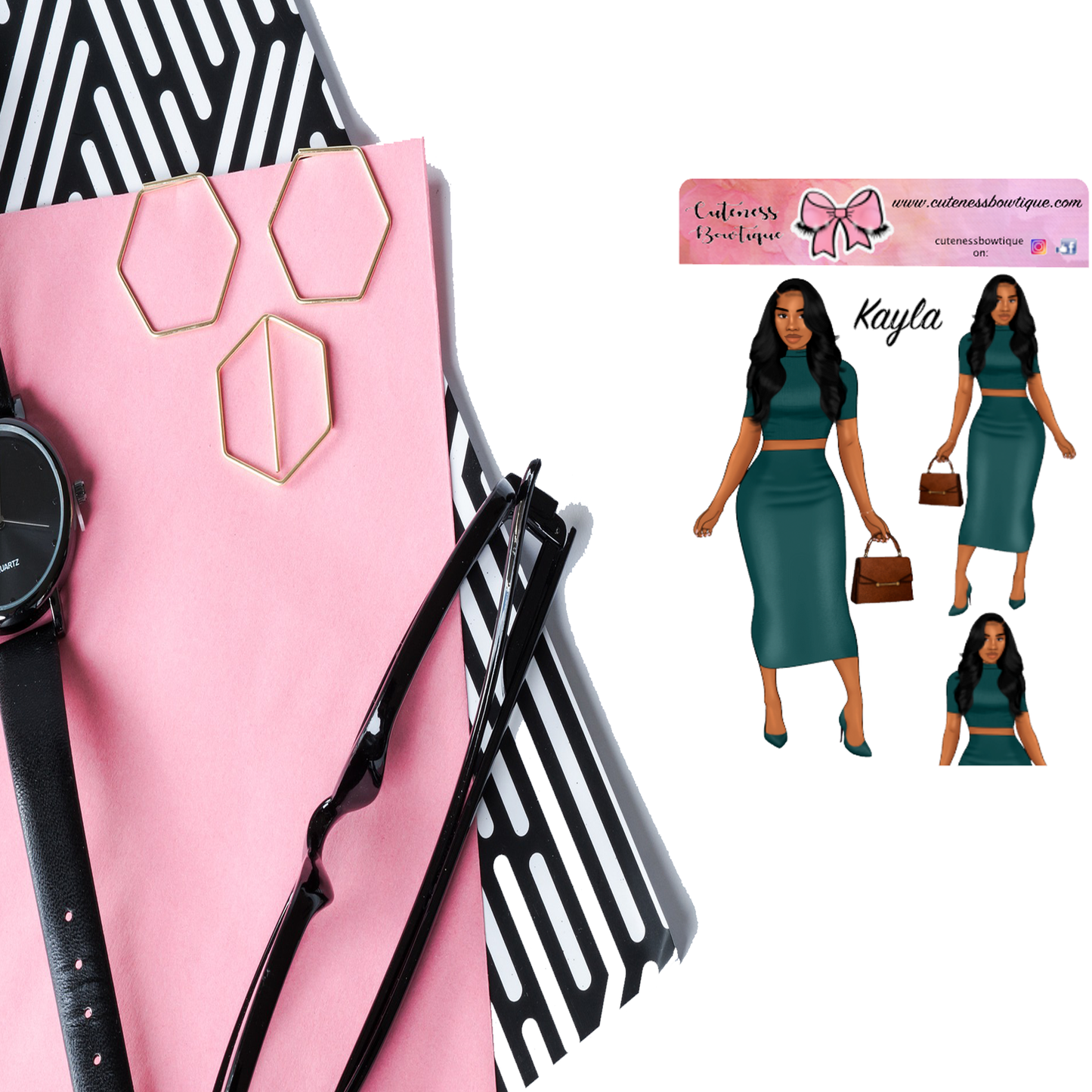 The Cuteness Doll Collection Sticker Sheet | Cuteness Planner Stickers for Agendas, Planners, Notebooks, Dividers | KAYLA