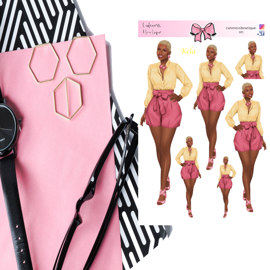 The Cuteness Doll Collection Sticker Sheet | Cuteness Planner Stickers for Agendas, Planners, Notebooks, Dividers | KELA