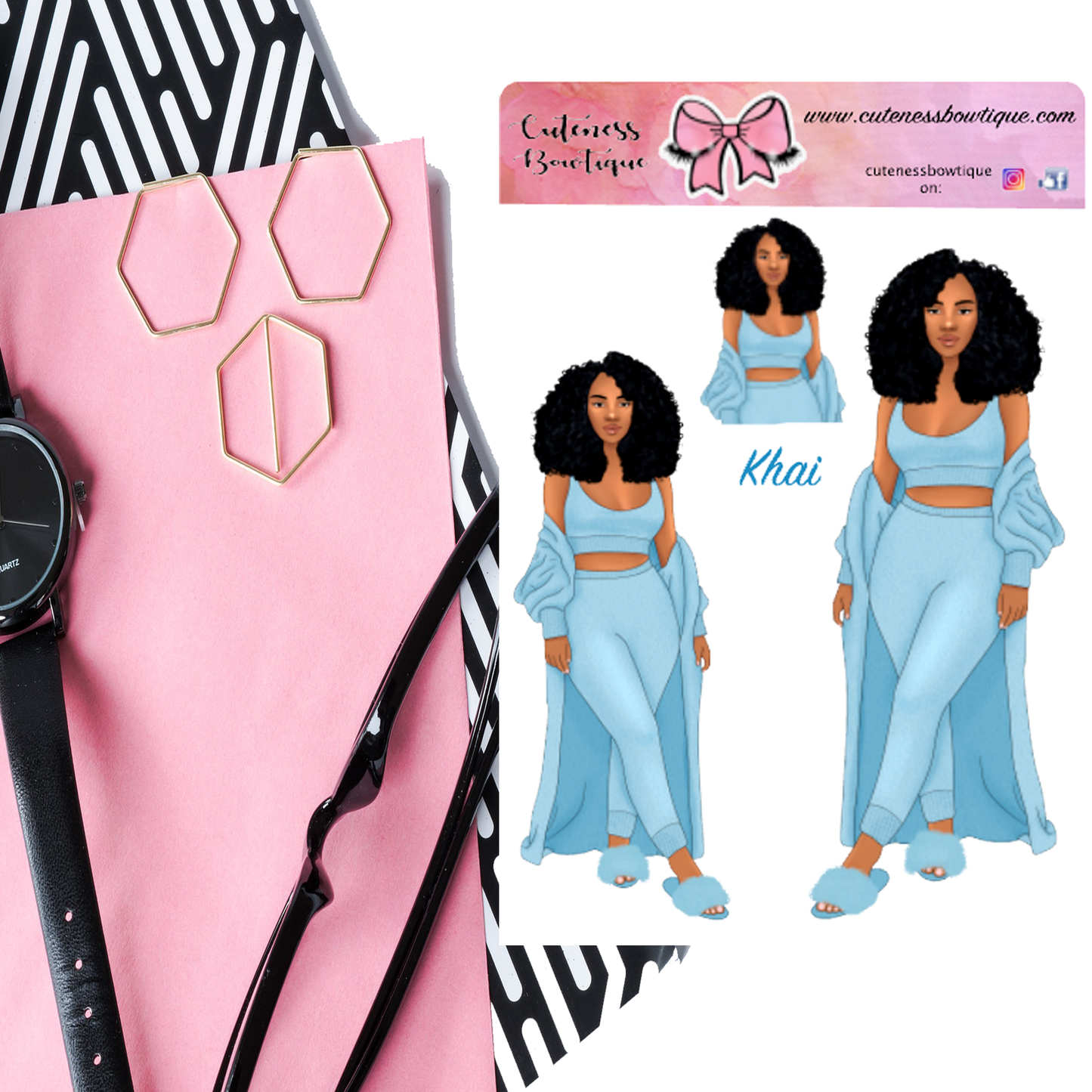 The Cuteness Doll Collection Sticker Sheet | Cuteness Planner Stickers for Agendas, Planners, Notebooks, Dividers | KHAI