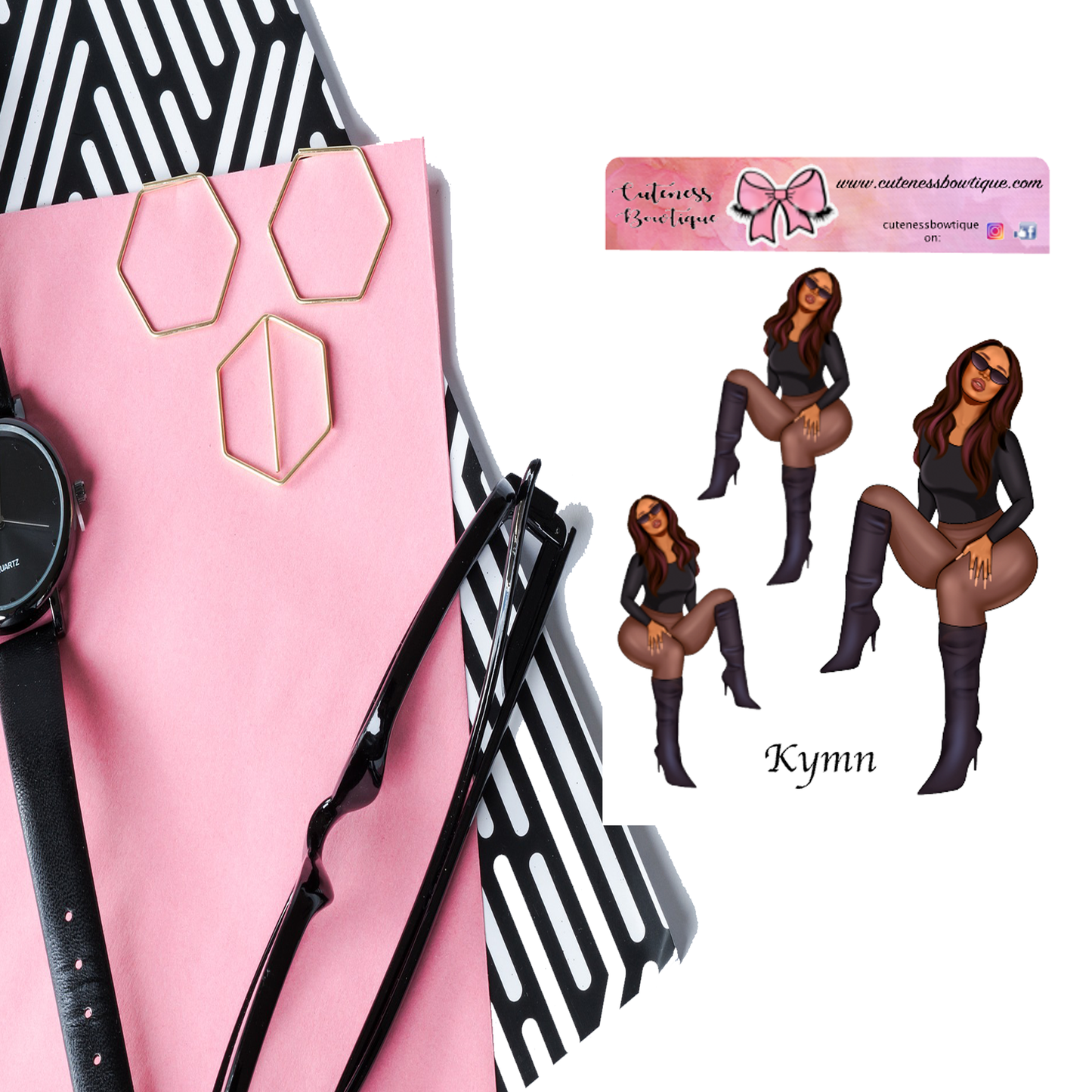 The Cuteness Doll Collection Sticker Sheet | Cuteness Planner Stickers for Agendas, Planners, Notebooks, Dividers | KYMN