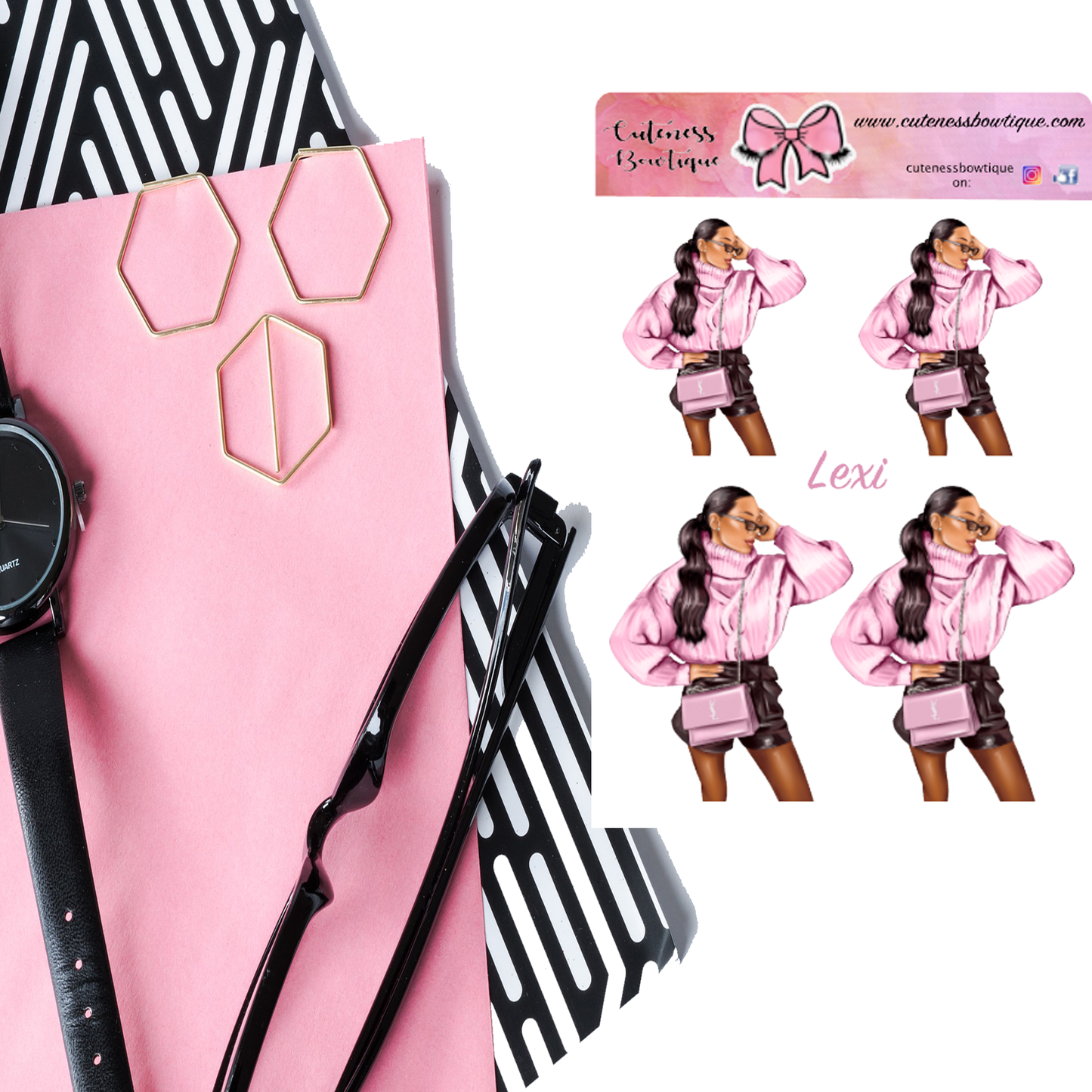 The Cuteness Doll Collection Sticker Sheet | Cuteness Planner Stickers for Agendas, Planners, Notebooks, Dividers | LEXI