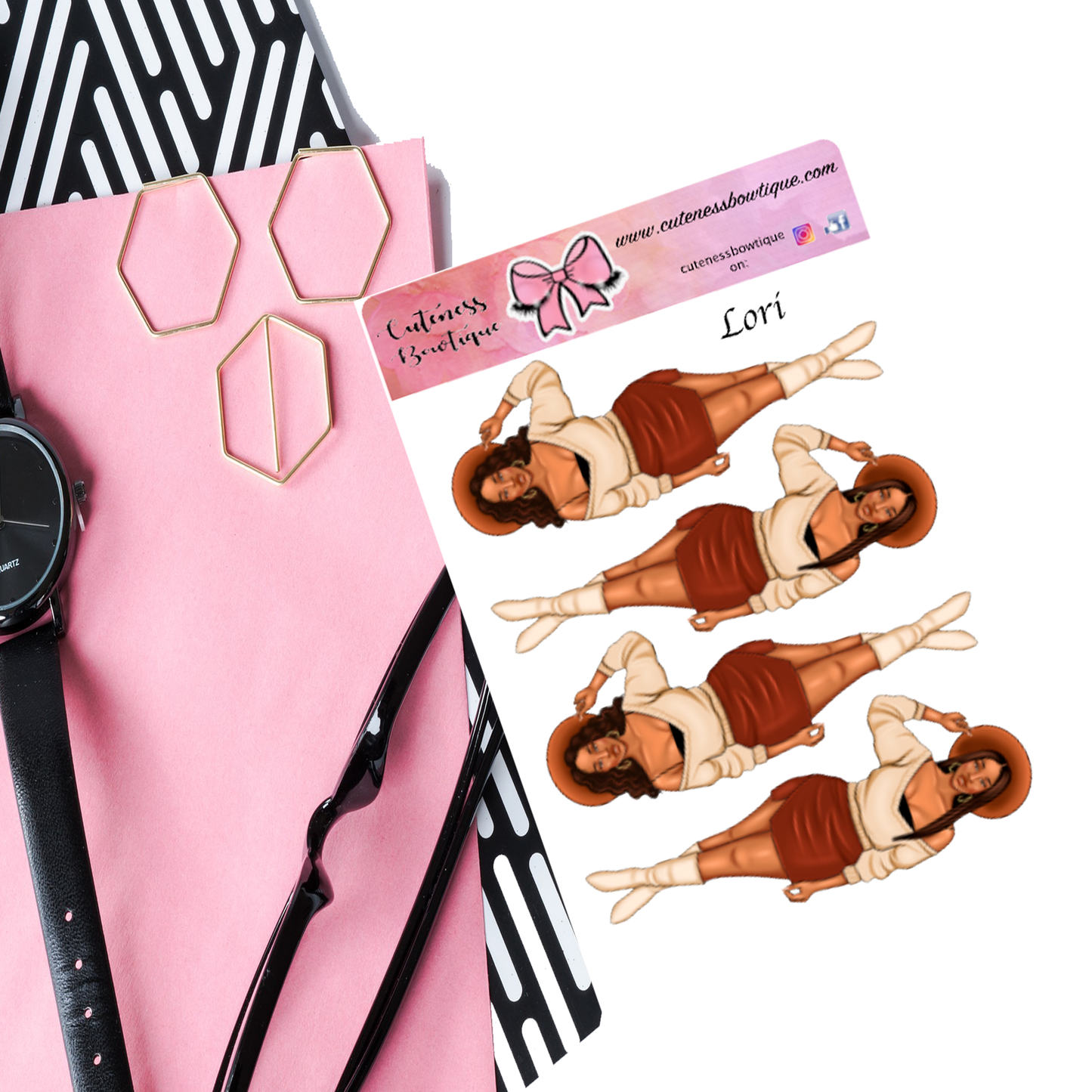 The Cuteness Doll Collection Sticker Sheet | Cuteness Planner Stickers for Agendas, Planners, Notebooks, Dividers | LORI