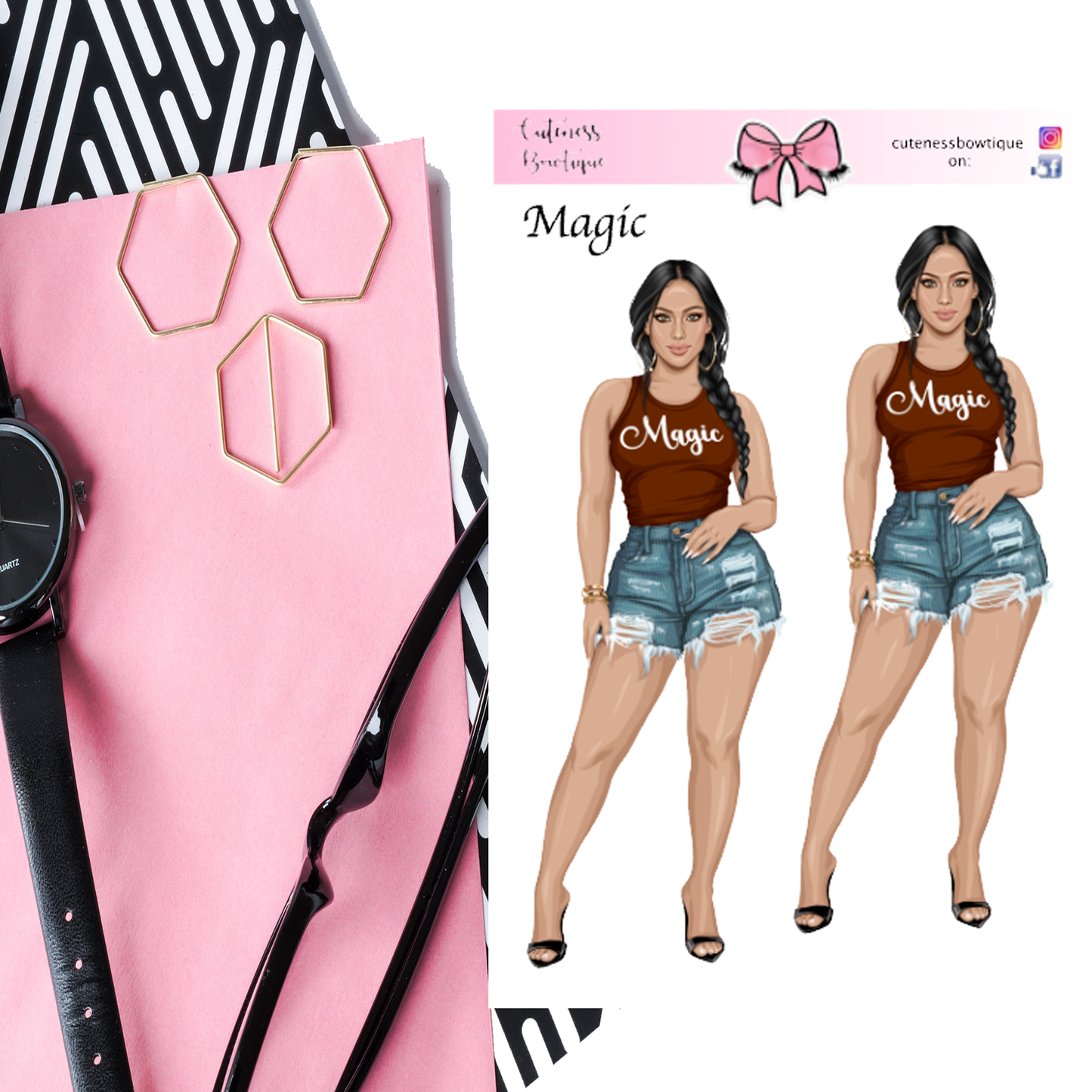 The Cuteness Doll Collection Sticker Sheet | Cuteness Planner Stickers for Agendas, Planners, Notebooks, Dividers | MAGIC