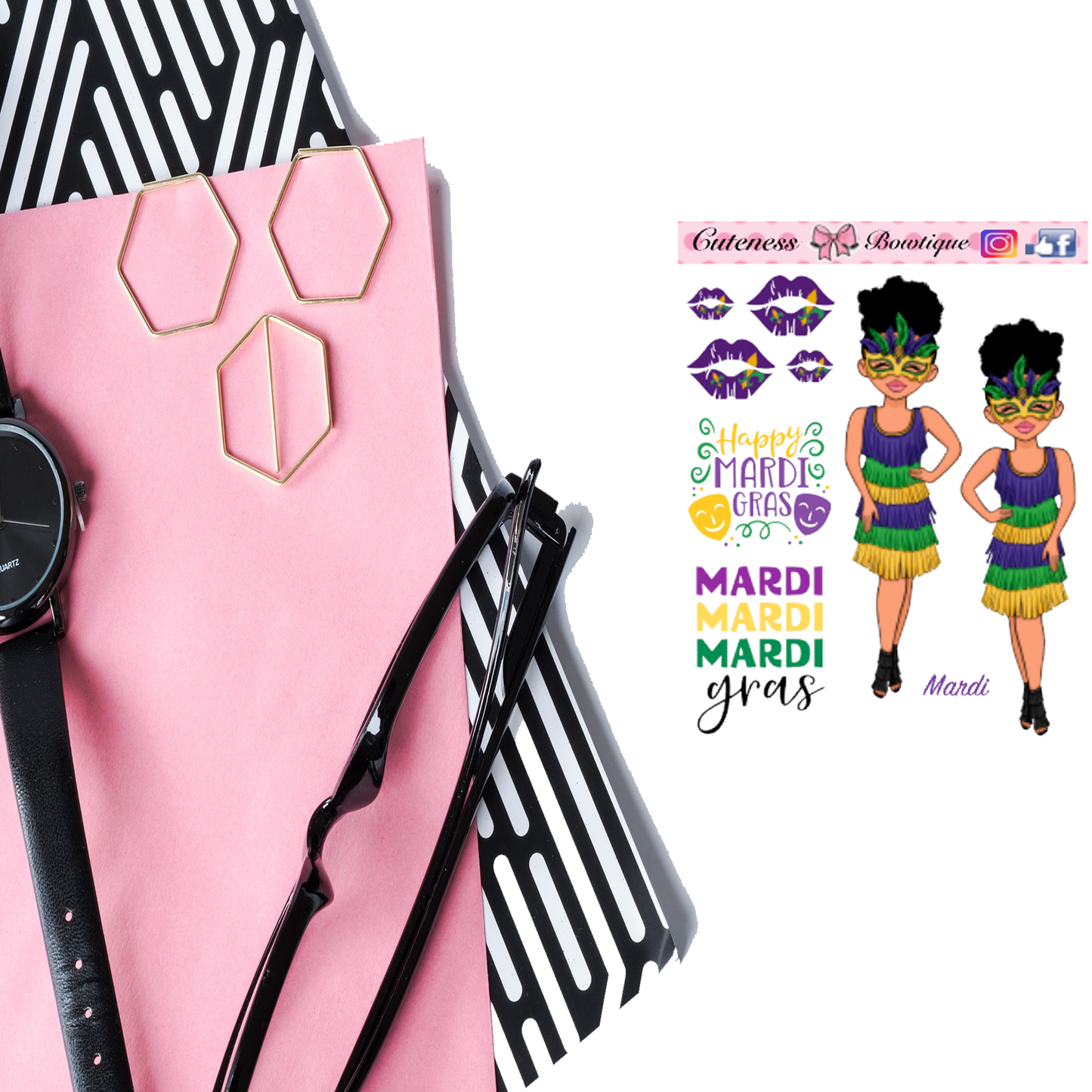 The Cuteness Bow peeps Mini Doll Collection Sticker Sheet | Cuteness Planner Stickers for Agendas, Planners, Notebooks, Dividers | MARDI