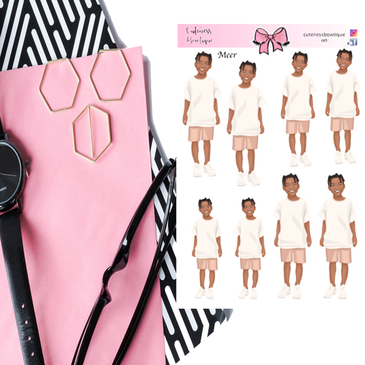 The Cuteness Doll Collection Sticker Sheet | Cuteness Planner Stickers for Agendas, Planners, Notebooks, Dividers | MEER