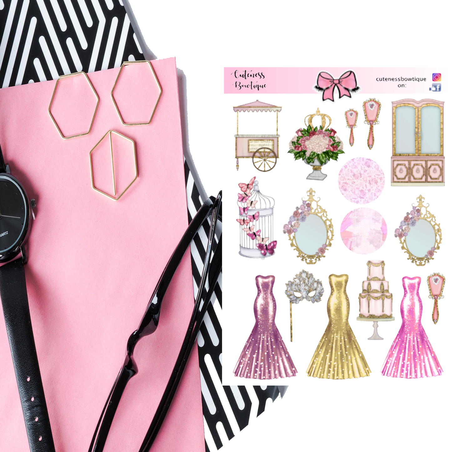 The  Cuteness KITS I Collection Sticker Sheet | Cuteness Planner Stickers for Agendas, Planners, Notebooks, Dividers | MIRROR MIRROR