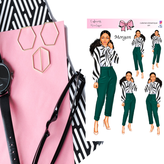 The Cuteness Doll Collection Sticker Sheet | Cuteness Planner Stickers for Agendas, Planners, Notebooks, Dividers | MORGAN